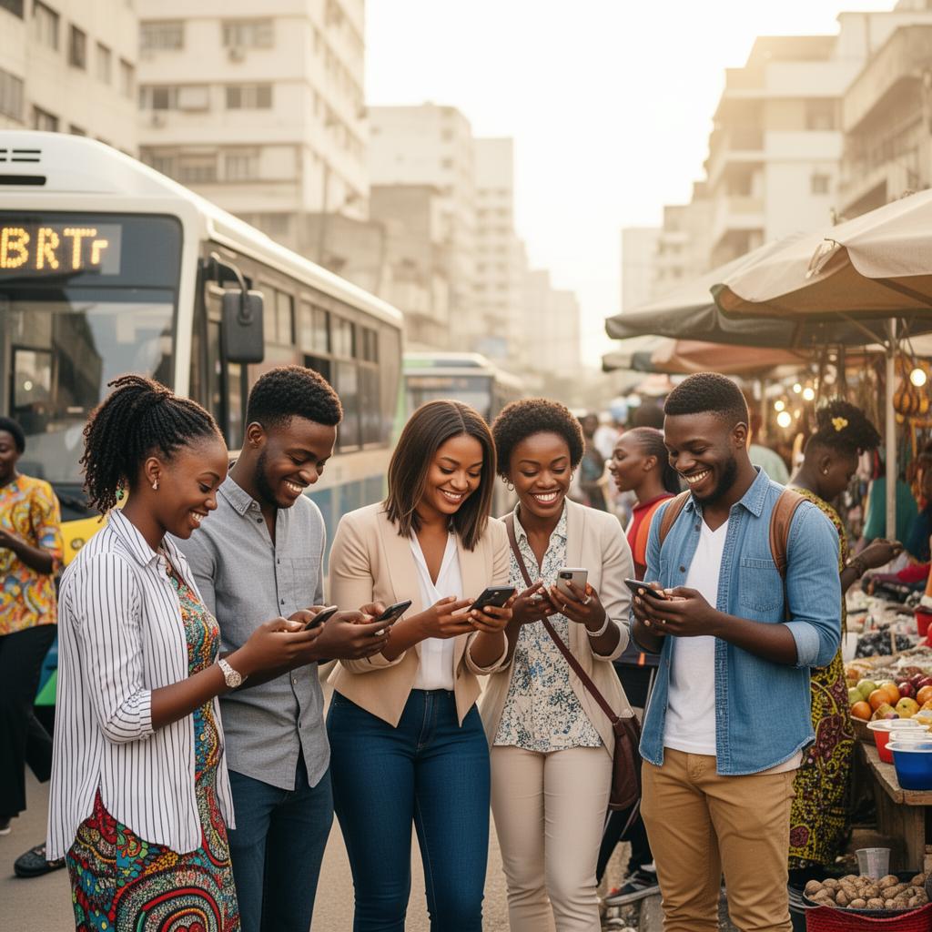 Young Lagos residents using the LagosOne app